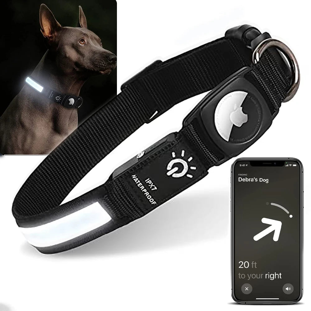 Best LED Dog/ Cat Collar with AirTag Holder